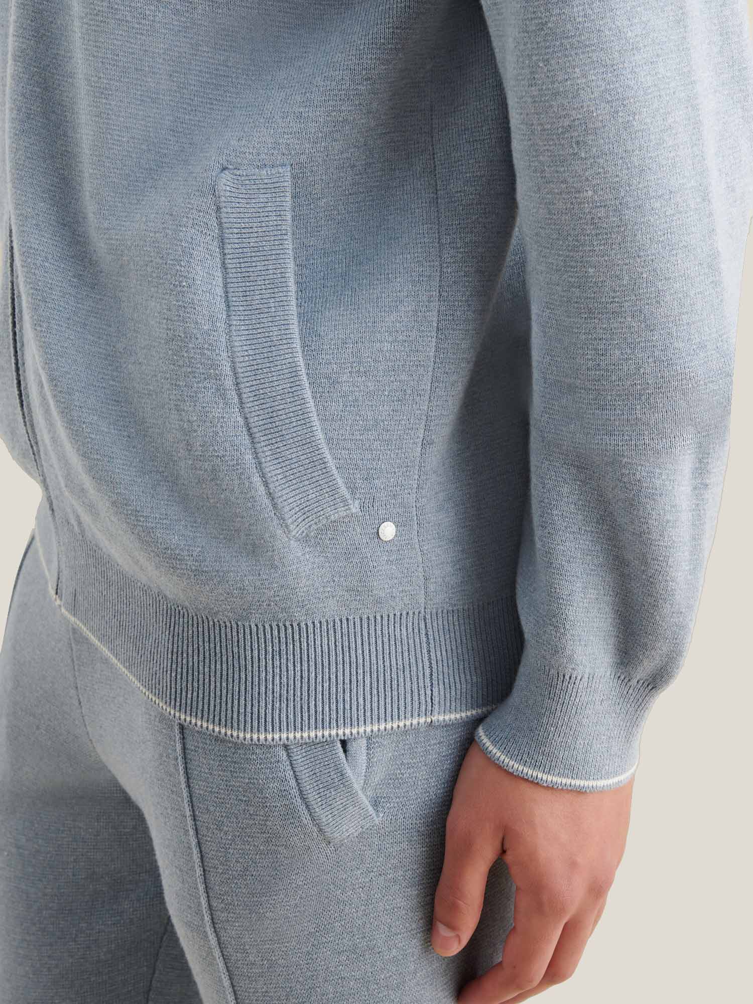 Peckham Rye Milano Knit Blue Blizzard Zip-Up Hoodie